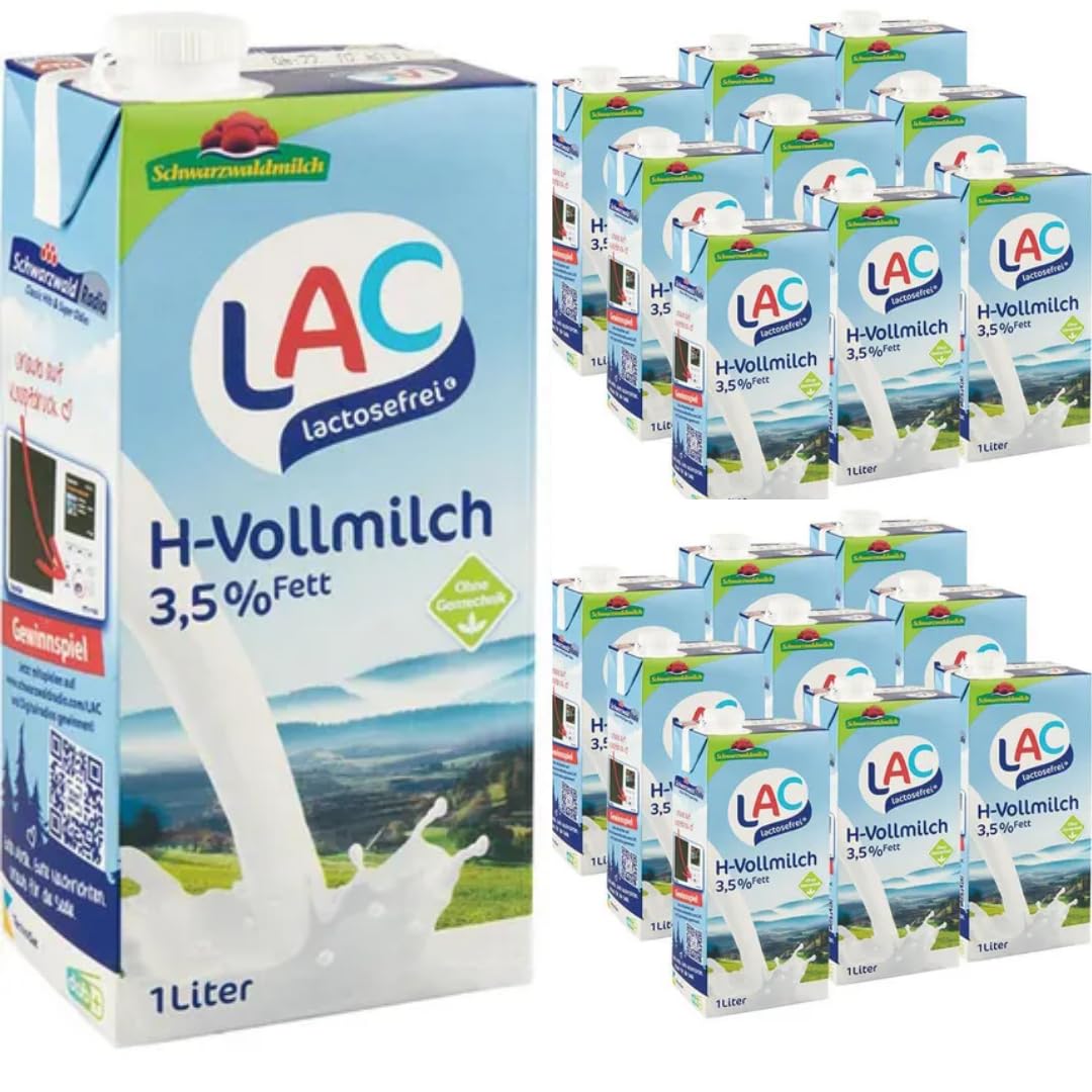 Pufai, Milch LAC H-Milch 3,5% Fett laktosefrei Haltbare Milch, je 1 Liter, 24 Stück + pufai