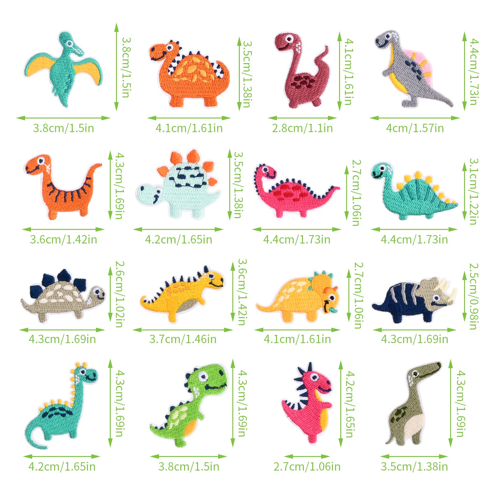 Sunshine-Smile 15 Pezzi Kit Toppe Termoadesive A Tema Dinosauro, Ricamate, Per Vestiti, Jeans, Giubbotti, Zaini, Fai Da Te