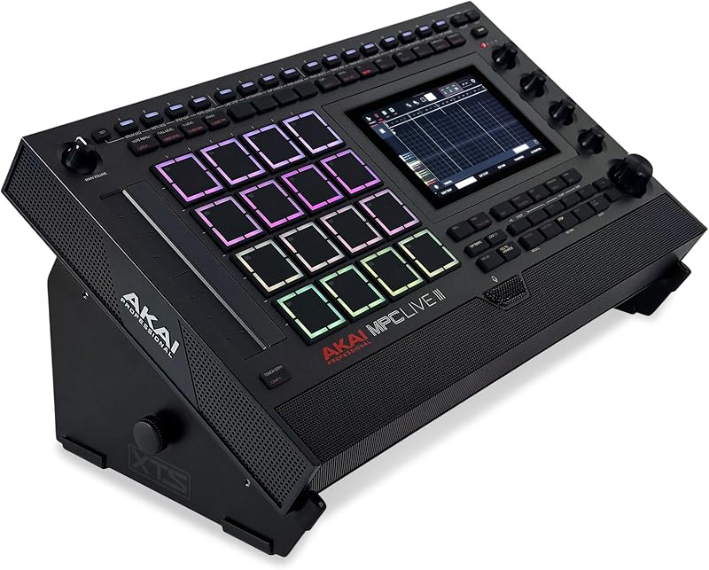 XTS Desktop Stand, for MPC Live 3 / Push 3 / Synths, 10.6" - 18.5" Size | 100% Solid Steel, Ultra-Stable, Holds Up To 25 Pounds, Fits Native Instruments Maschine / Roland TR-8S and similar size gear