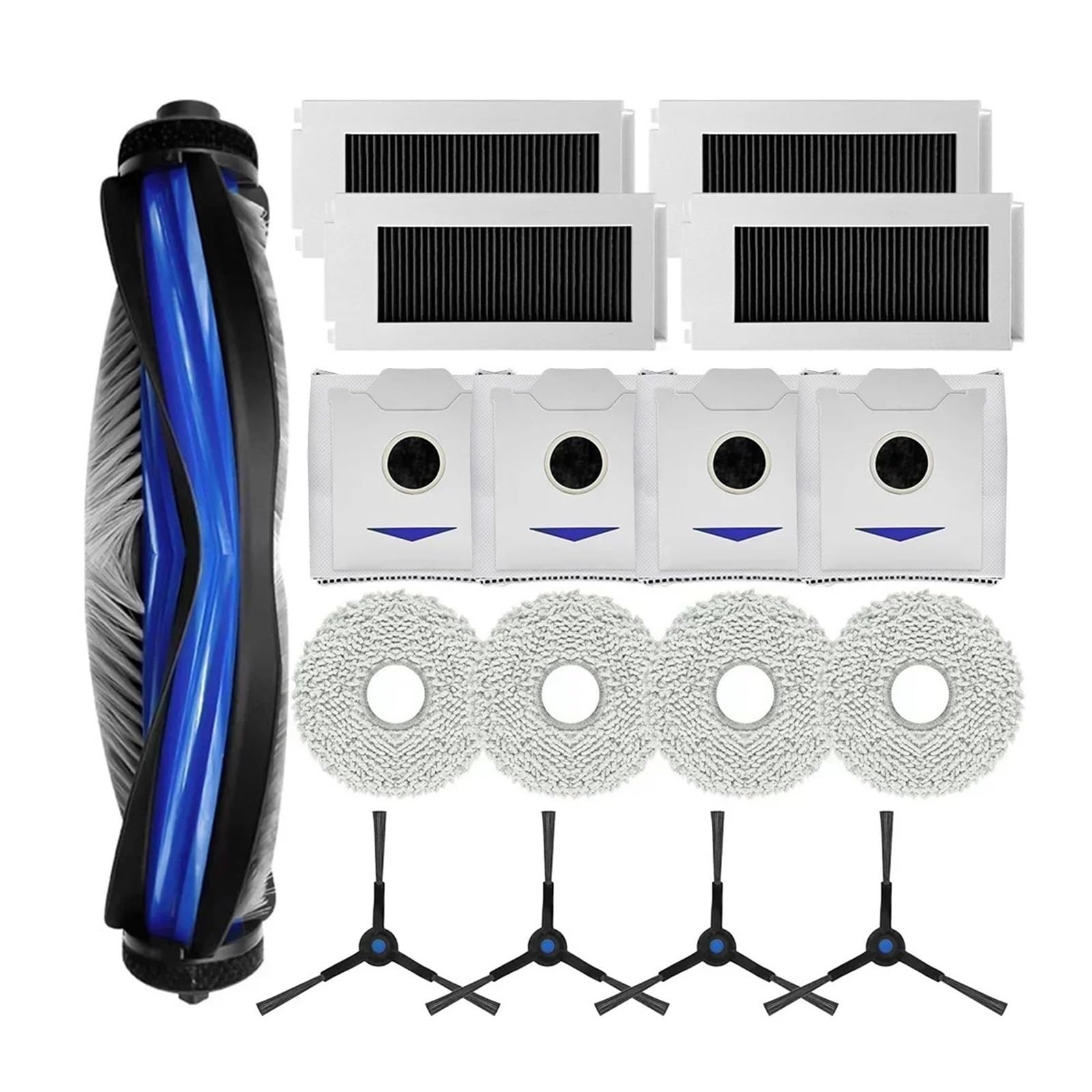 Dust Cleaning Kit Compatible With Ecovacs Deebot N30 OMNI & N30 PRO OMNI, Includes Disposable Dust Bags & Side Brushes For Multi-Surface(Set A)