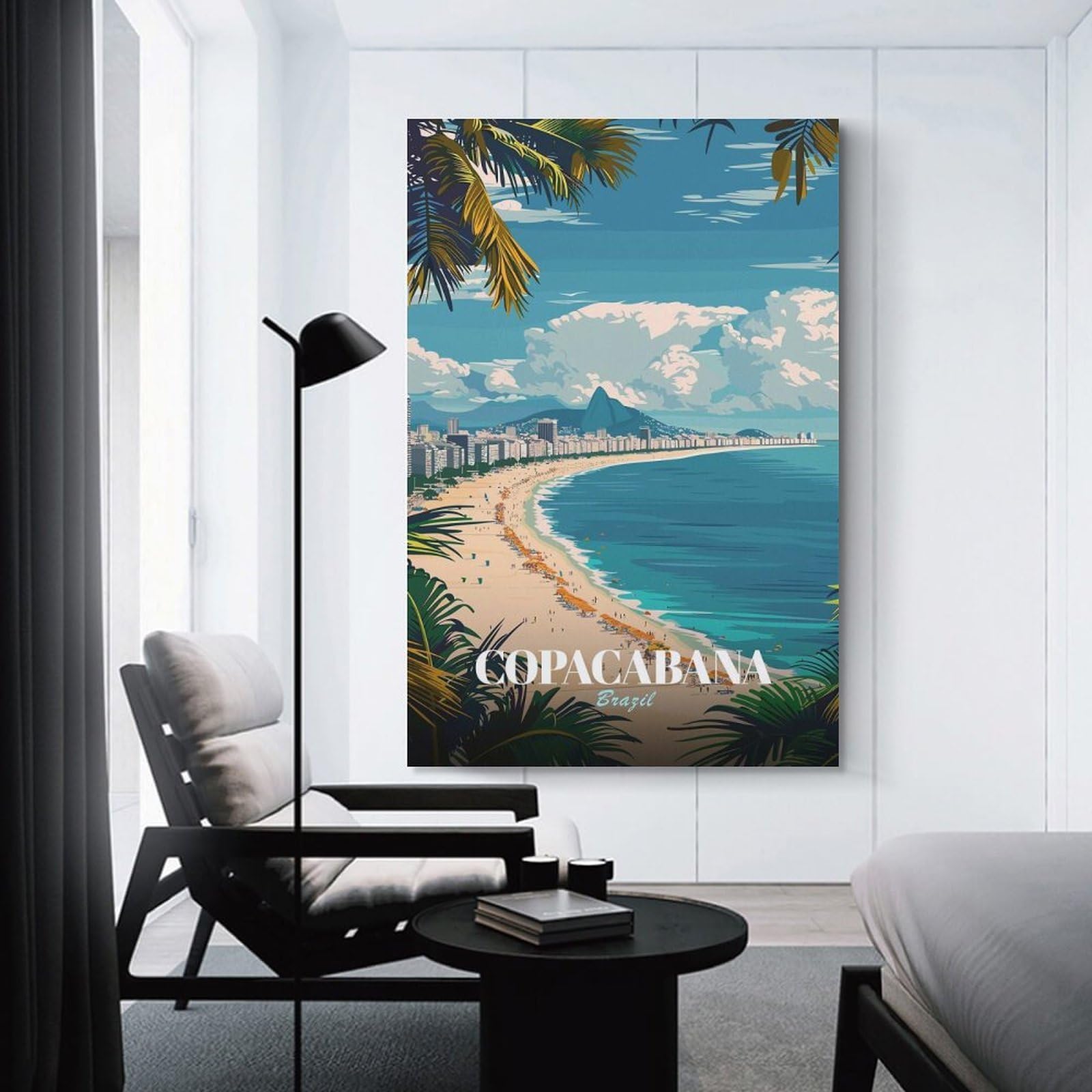 Junmoney Unframe-Style-4 Wall Picture Print Copacabana Beach, Brazil, 12X18inch(30X45cm), For Entrance Walls, Hall Decor Or Foyers, Home Artwork For First Impressions