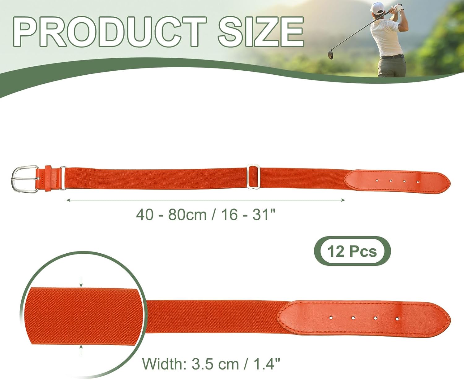 Baseball Belt PU Leather Softball Belt, Adjustable Elastic Baseball Uniform Belt Fit for Football Exercises