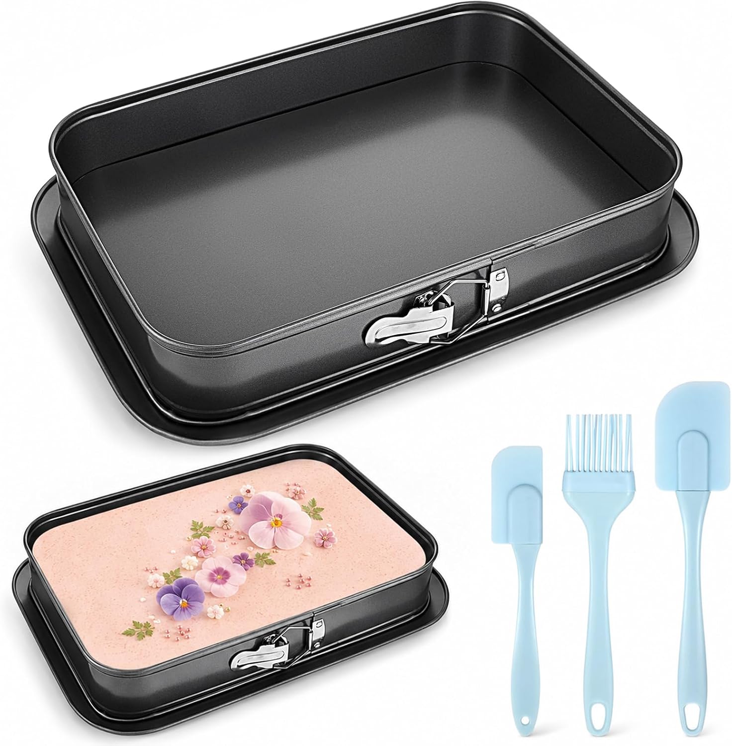 Large Spring Form Pan, 14.6x9.8 Inch Rectangle Cheesecake Pan
