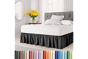 CGK Linens Dust Ruffle, Black Bed Skirt for Full Beds
