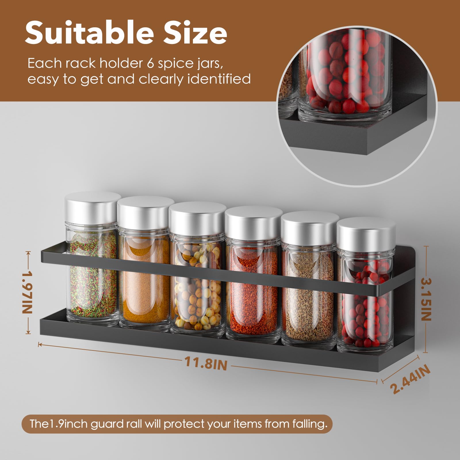 Snapklik.com : VANPET Magnetic Spice Rack For Refrigerator, Magnetic