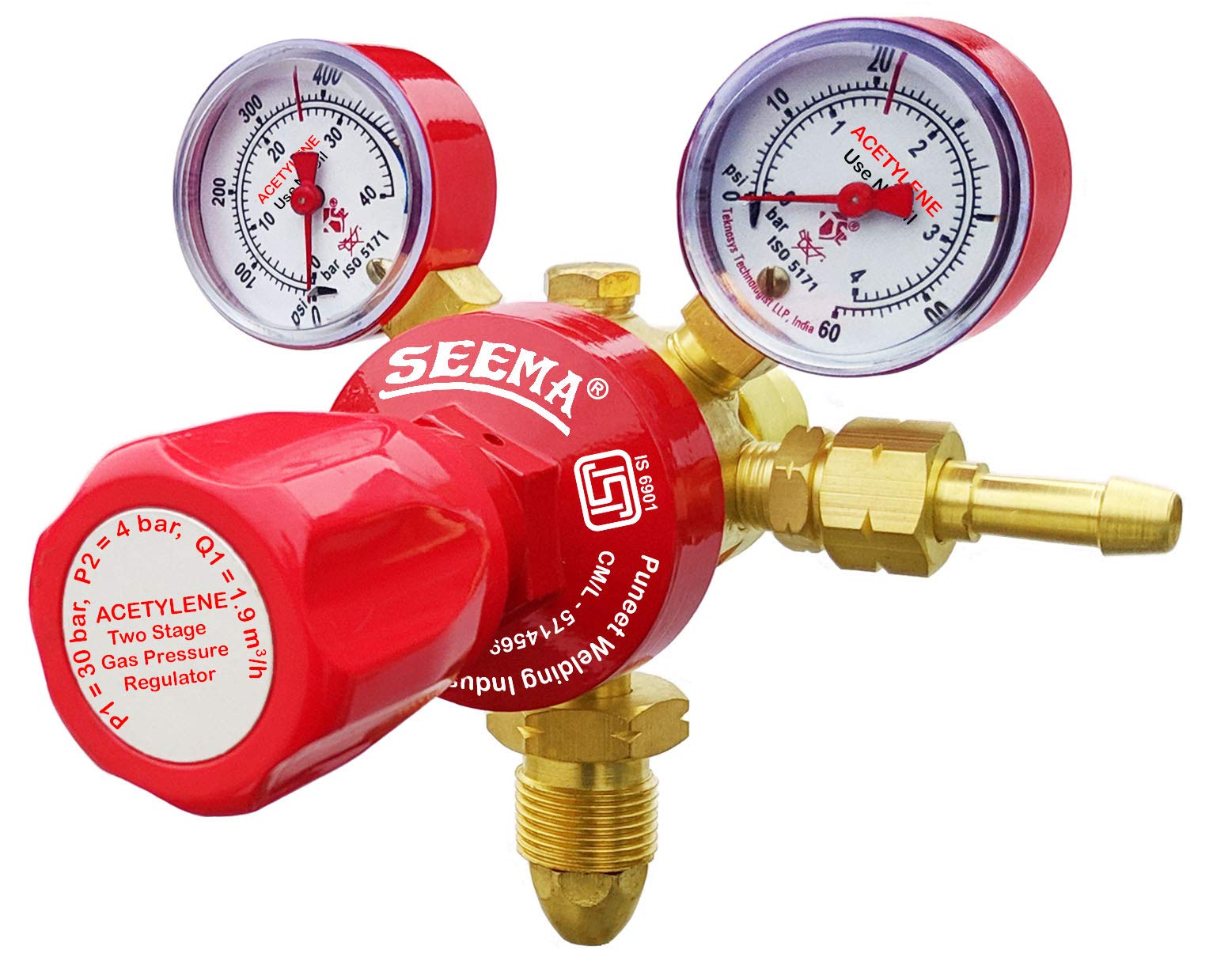 SEEMA® Two Stage Acetylene Gas Pressure Regulator (ISI Certified)