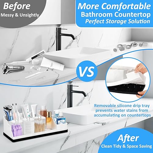 Miniatura 3 de Organizador de Encimera de Baño, Soportes de Silicona Blanca para Cepillos de Dientes para Organizador de Encimeras de Baños con 3 Piezas de Soporte