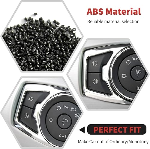 Miniatura 10 de RT-TCZ Cubierta del botón del interruptor de los faros para Ford F150 y Mustang 2015-2022 (grano de fibra de carbono)