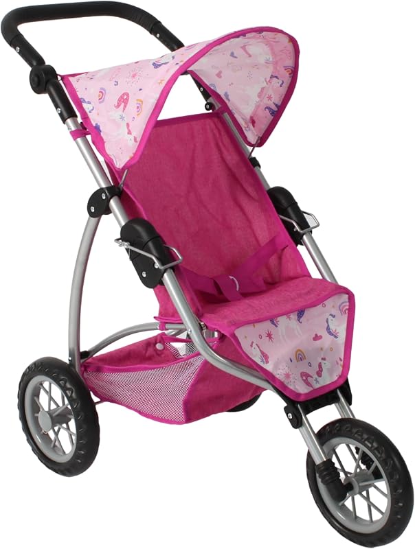 Bayer Chic 2000 - Cochecito de muñecas Leon, Jogging Buggy, para niños de 4 a 8 años, Unicornio, Rosa
