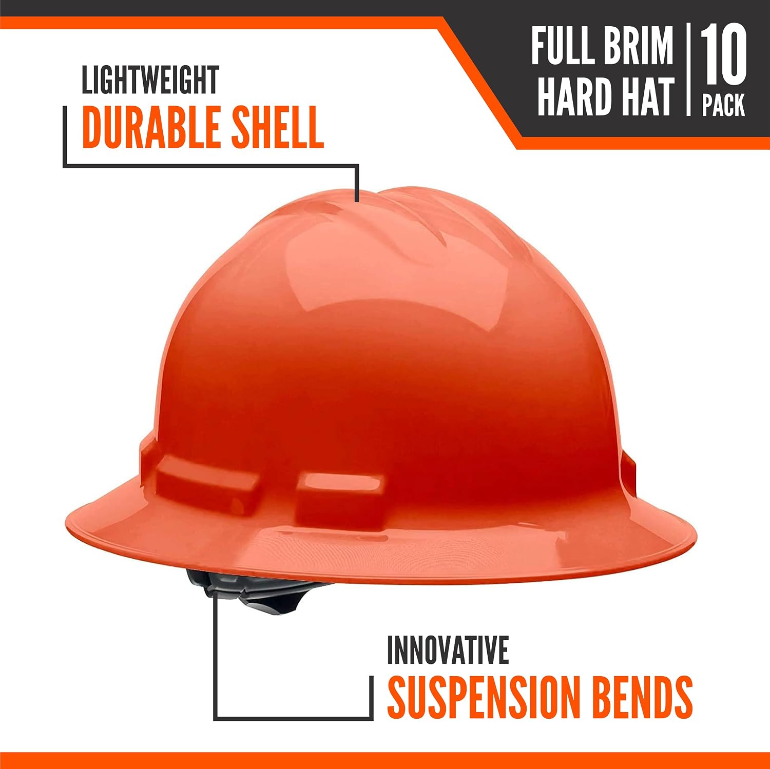 Malta Dynamics Full Brim Hard Hat – Construction and Safety Hard Hats for Men and Women, 4 Pt. Ratchet System, OSHA & ANSI Compliant, Made in the USA
