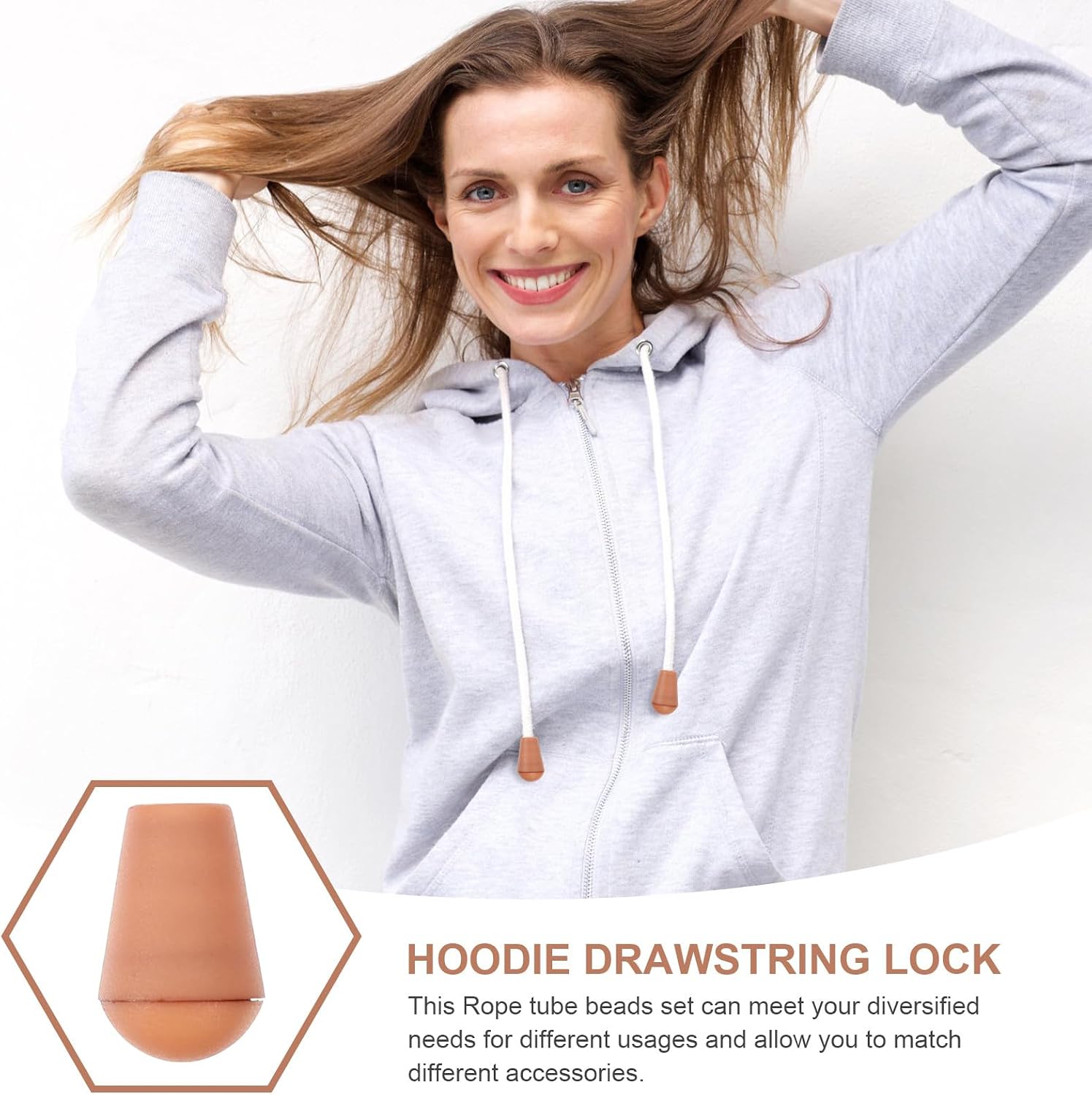 Lurrose 100pcs Plastic Cord Locks Drawstring Accessories Rope End Stoppers for Clothing Lanyard Fastener, Removable Coffee Color Cord Fasteners for Hoodies and Bags