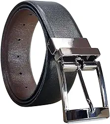 Cinto Masculino Couro Bovino Social Fivela Metal Giratória Dupla Face Moderno Top