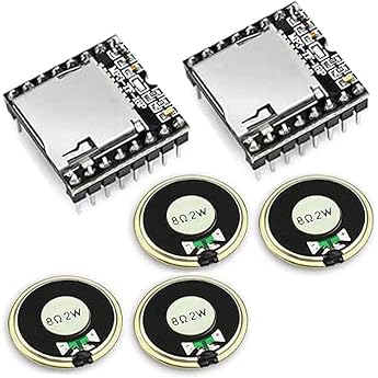 MP3 Player Module with 4 Metal Casing Round Speakers 2 W 8 Ohm Pack of 2 | Open source mini MP3 player sensor (2 modules and 