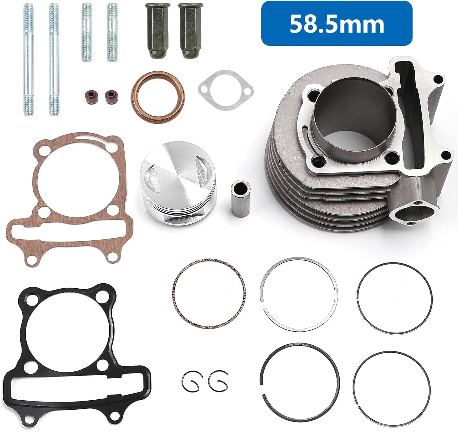 Minho Cylinder Top End Rebuild Kit with Piston Ring Gasket for Chinese GY6 150cc 200CC 152QMI 157QMJ Engine,High Performance GY6 58.5MM