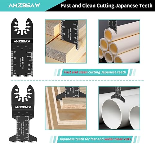 Miniatura 4 de AMZBSAW 52 cuchillas de sierra oscilantes, nuevas cuchillas multiherramienta universales de alta calidad para madera de metal y plástico, kits de
