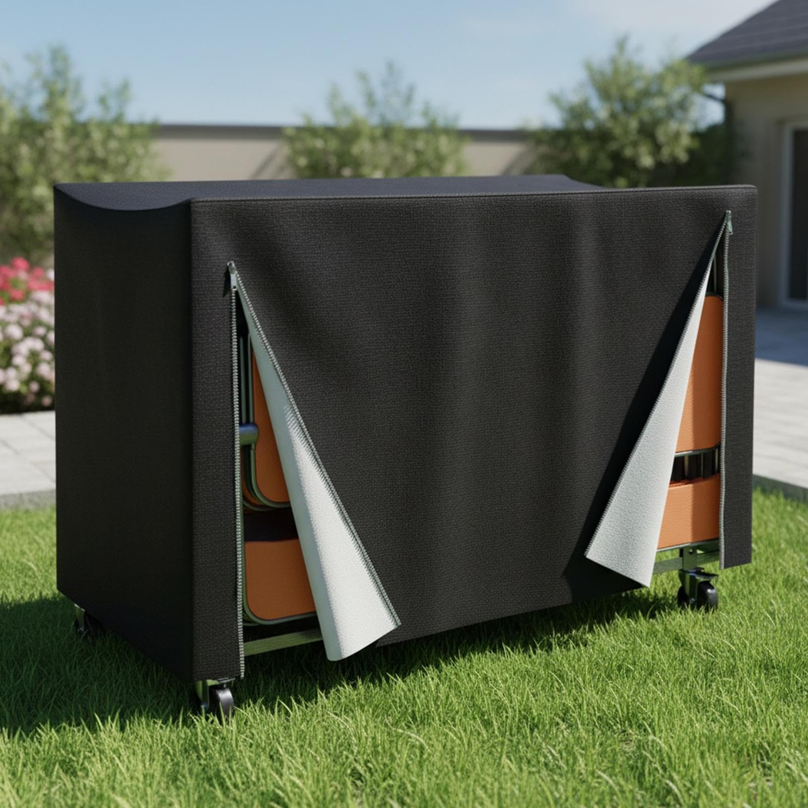 Funda plegable para silla, protector impermeable para interiores, 73 x 35 x 42 pulgadas, cubierta antipolvo 420D, para playa, camping, patio, jardín, picnic