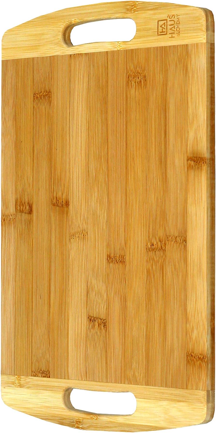 Haus Alchemy Chopping Board 100% Organic Bamboo Cutting Board Heavy Duty Large Wooden Board with 2 Handles Ideal for Fruits-Vegetables-Meat-Bread & More (L=38xB=25xH=1cm)