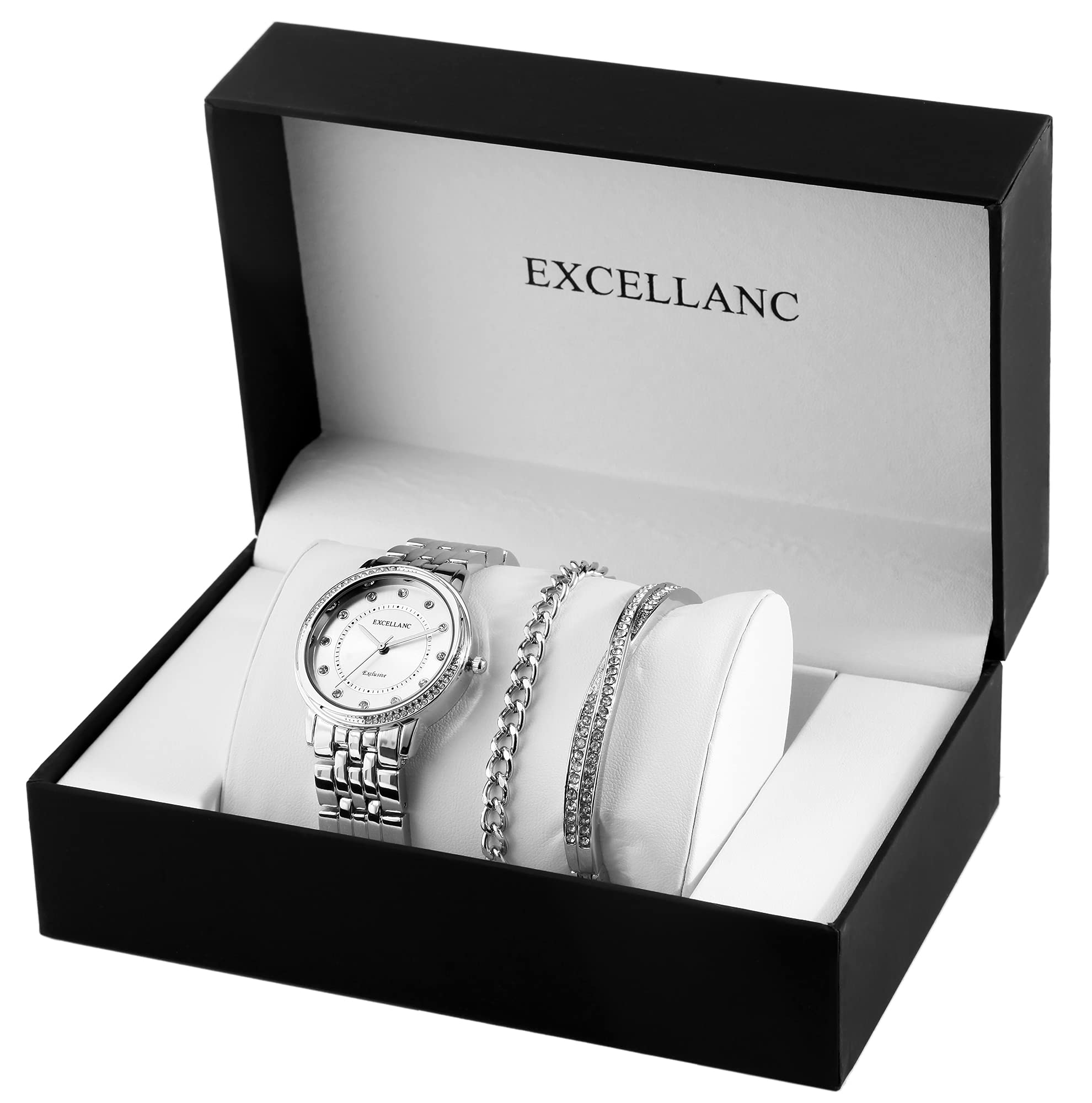 Excellanc Set regalo da donna con bracciale e strass 1800218, Metallo,