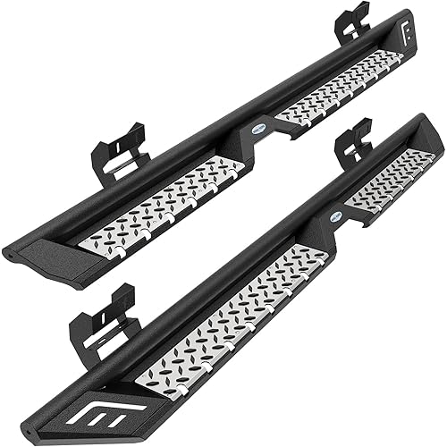 Hooke Road F150 Running Board Side Steps for 2009-2014 Ford F-150 SuperCrew Cab (4 Full Size Doors Only), Drop Down Nerf Step Bar Rail Rock Sliders