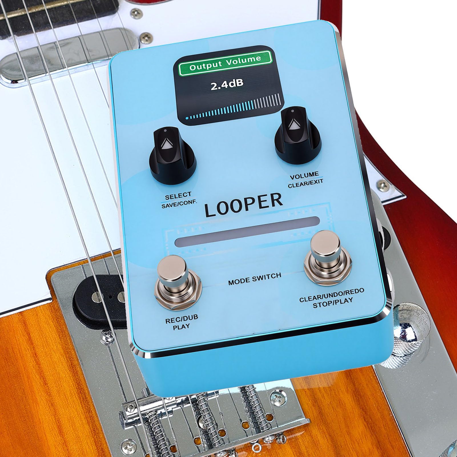 Generic Pedale Looper, Pedale Effetti per Chitarra Overdub Audio Illimitato a 44,1 KHz con 40 Slot di Memoria e Display LED per Performance Dal Vivo e Scrittura di Canzoni