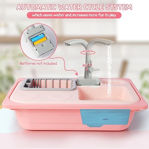 Miniatura 2 de Asweets Juguetes para fregadero de cocina que cambian de color, juguetes para fregadero para niños pequeños con agua corriente, juguetes de juego de