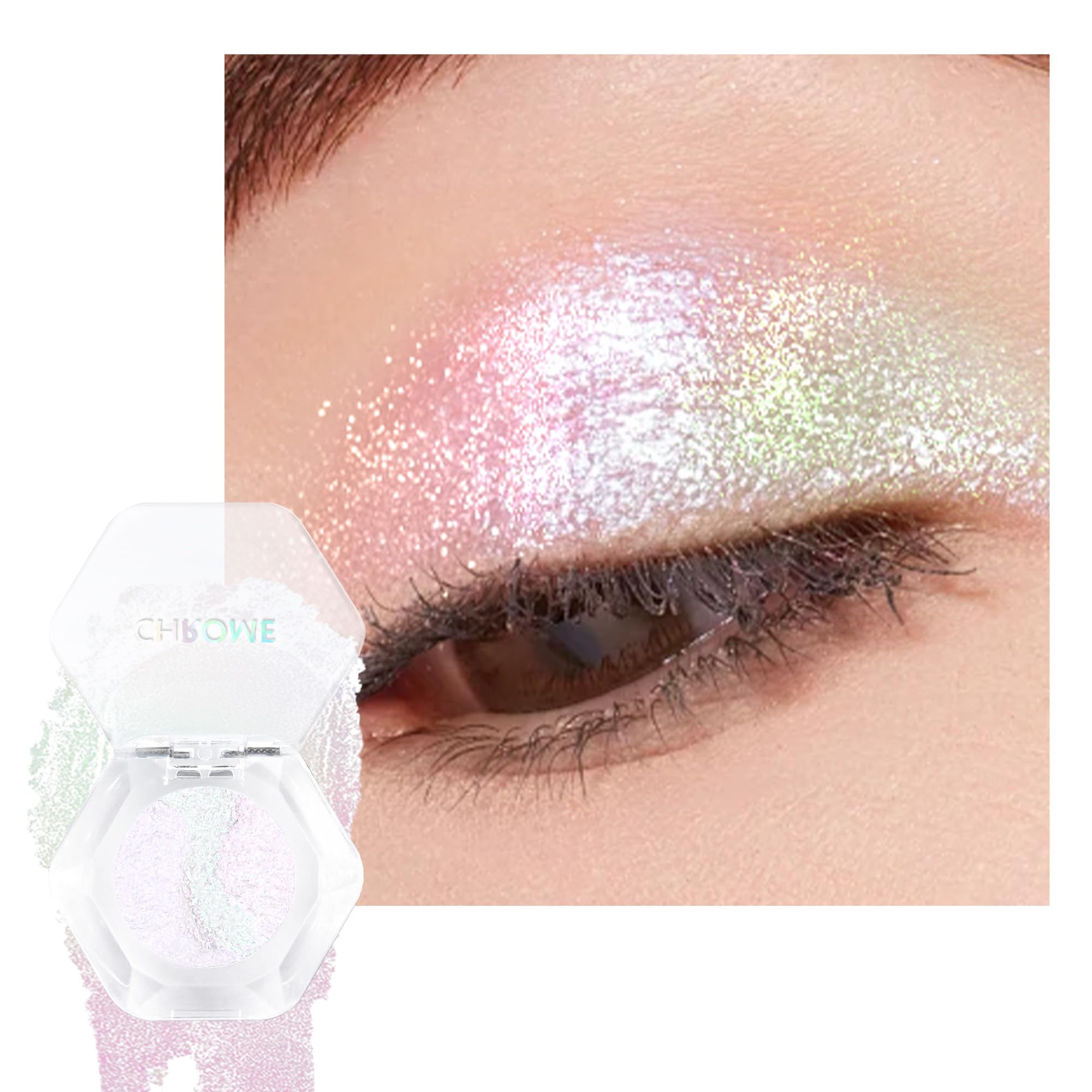 Multichrome Chrome Eyeshadow, Chameleon Duochrome Glitter Eyeshadow Palette 01 Mermaid Pink