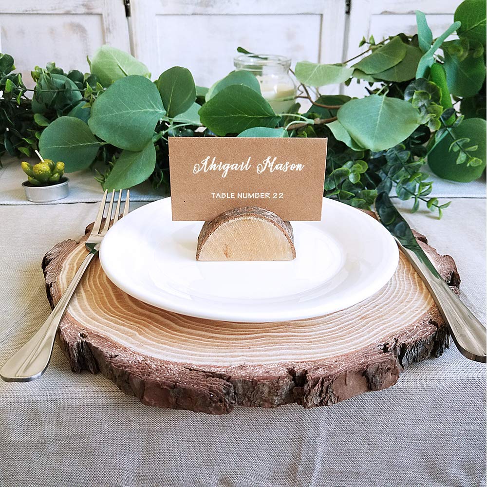 20Stk Tischkartenhalter Fotohalter Holz Kartenhalter Hochzeit Platzkartenhalter Visitenkartenhalter Memohalter Sitzkartenhalter Nameskartenhalter+20Stk Kraftpapier Karte für Hochzeit Party Deko