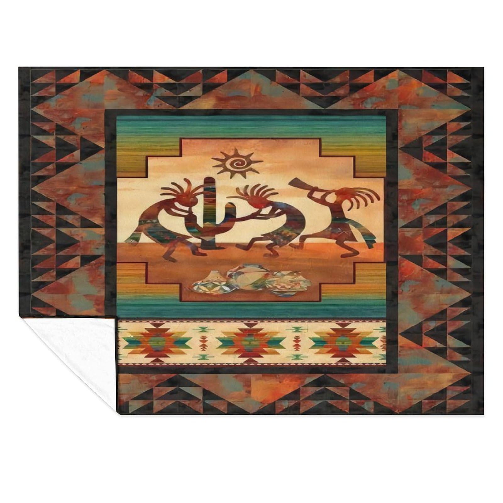 Coperta In Pile Kokopelli Southwestern USA - Flanella Antipilling 150x100 Cm - Morbida Per Divano E Letto