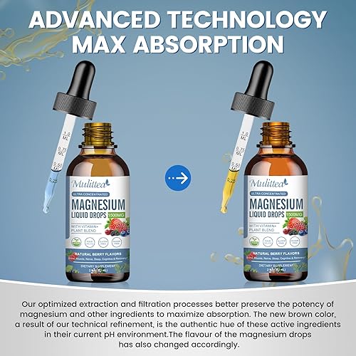 Miniatura 4 de Gotas Líquidas de Glicinato de Magnesio - Suplemento de Triple Absorción para Apoyar los Nervios, el Sueño, la Calma, el Corazón, los Músculos *