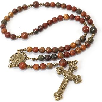 Exquisite Handmade Catholic Rosary Beads with Miraculous Medal and Holy Trinity Crucifix   8mm Decade Beads   10mm Mystery Beads - for Men, Women and Children