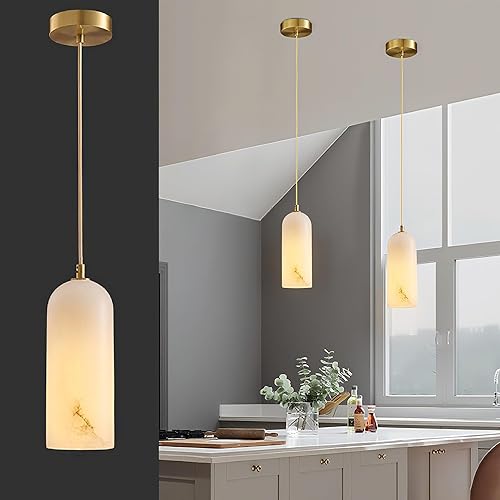 Modern Alabaster Pendant Light Kitchen Island White Marble Pendant Lighting