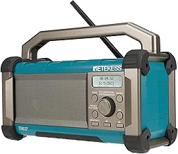 Retekess TR637 Radio for Construction Site, FM AM Radio Portable with Wireless, with 5000 mAh Rechargeable Battery, Waterproof, USB, Portable Handle, Work