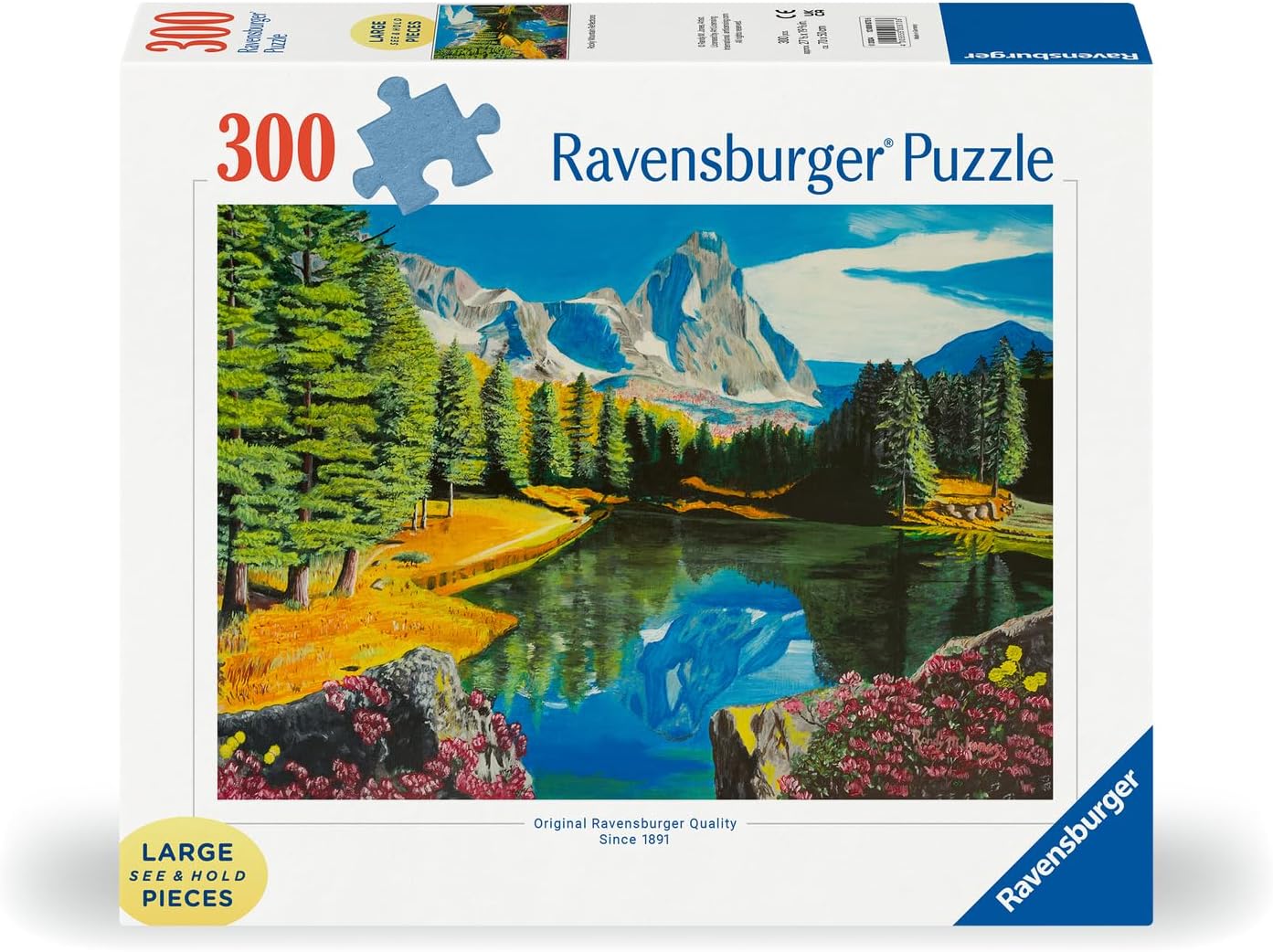 Ravensburger Rocky Mountain Reflections 300 Large Format Jigsaw Puzzle for Adults - 12000873 - Easy to See & Easy to Hold Large Pieces Fit Together Perfectly