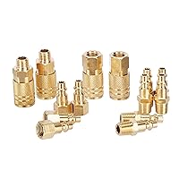 Amazon Basics 14-Piece Brass Quick Connect Air Coupler & Plug Kit - 1/4" NPT Fittings for Air Compressors