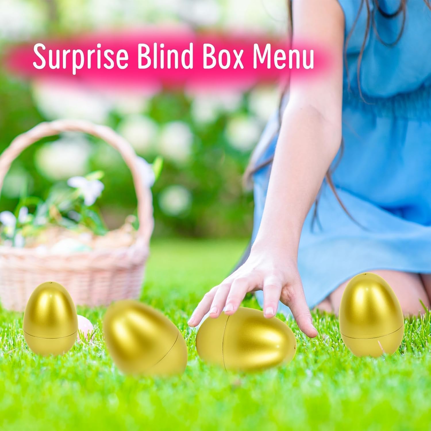 24 Pack Plastic Easter Eggs Large 3.5 Inch Empty Eggs Bulk Fillable for Easter Theme Party Favor Basket Stuffers Holiday Decoration(Gold)