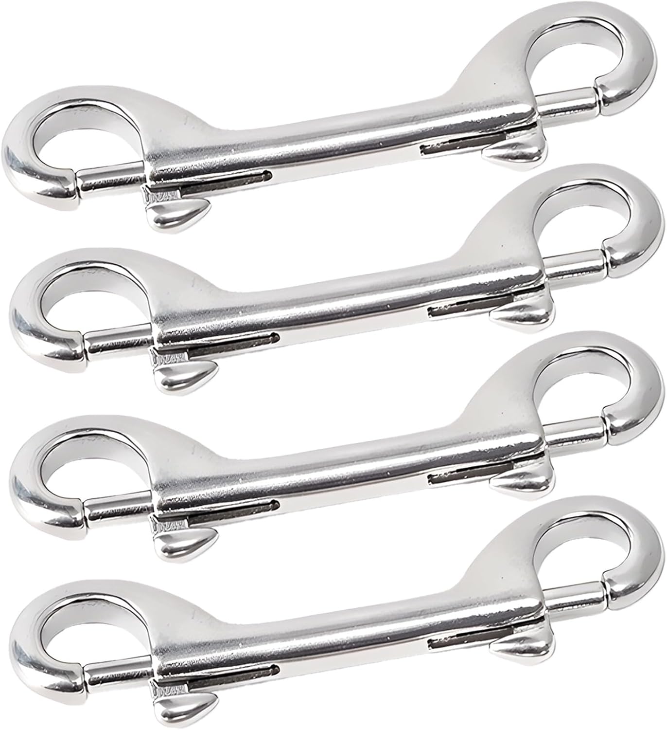 Steel Stainless Hooks, Camping, Keychains, Dog Leashes, For Heavy Duty Marine Grade Snap Hooks, Double Ended Bolt Snap Hooks Four Pcs