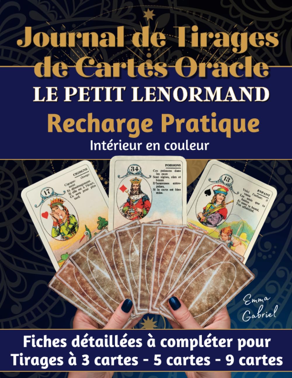 Journal de Tirages de Cartes d’Oracle Le Petit Lenormand: RECHARGE PRATIQUE de Fiches de Prédiction à Compléter pour Tirages 3, 5 et 9 cartes - Format A4 - Intérieur Couleur (French Edition)