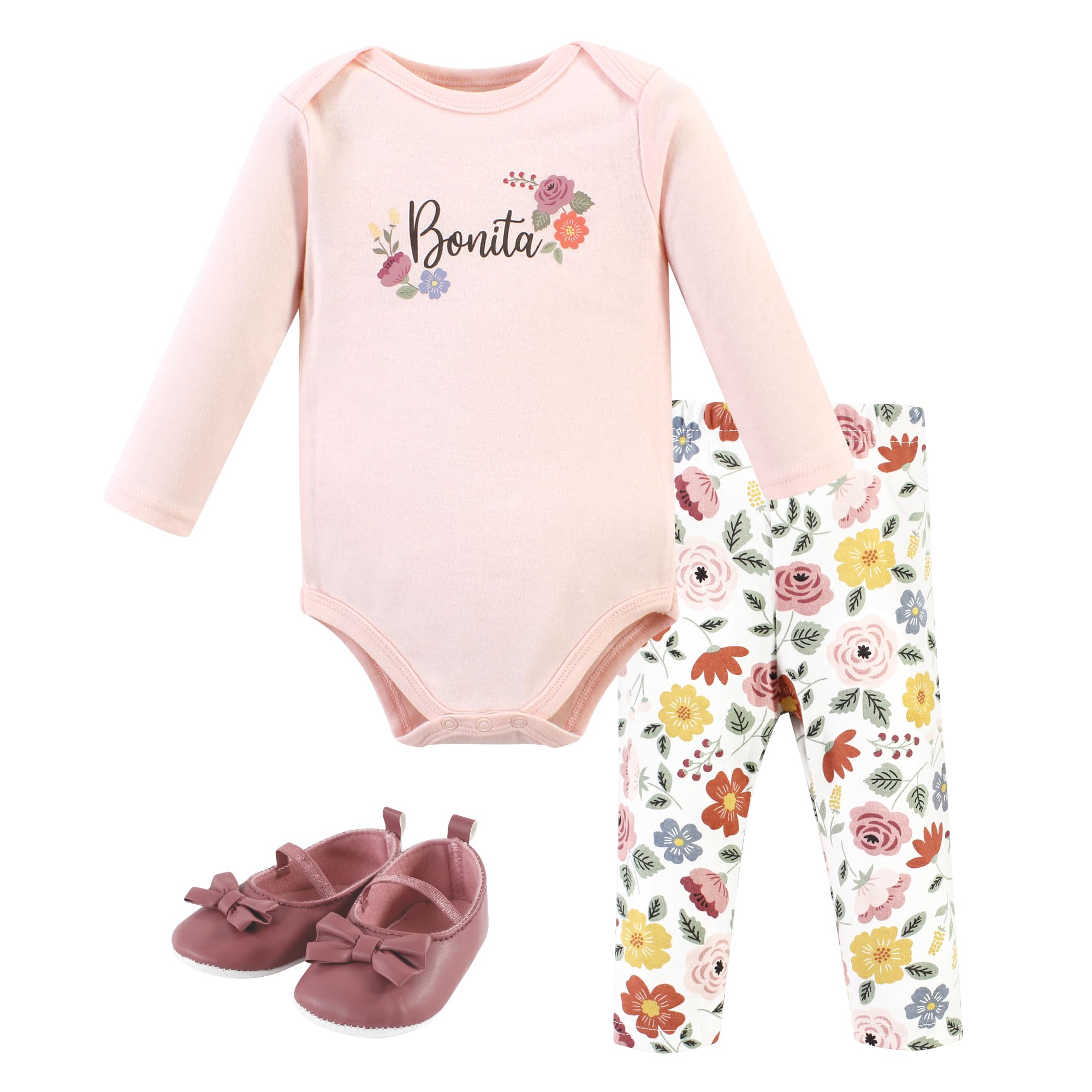 Hudson Baby Unisex Baby Cotton Bodysuit, Pant and Shoe Set