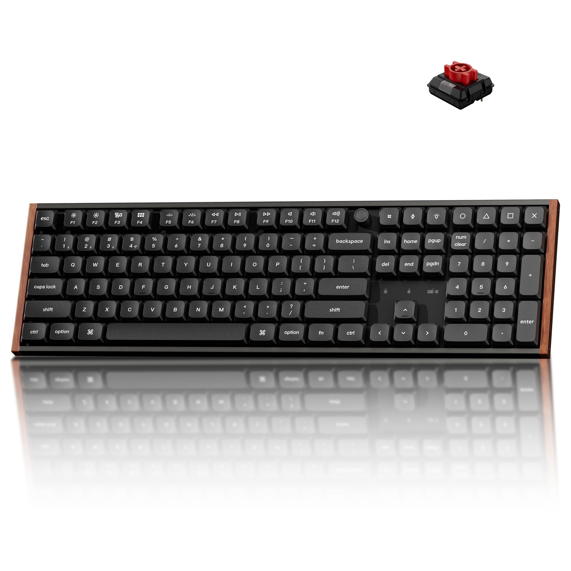 K5 Ultra 8K Low-Profile Wireless Mechanical Keyboard, Black | Hot-swappable Red switches, full-size layout, RGB, programmable knob, 2.4GHz/Bluetooth/USB-C, PBT keycaps, Mac/Windows