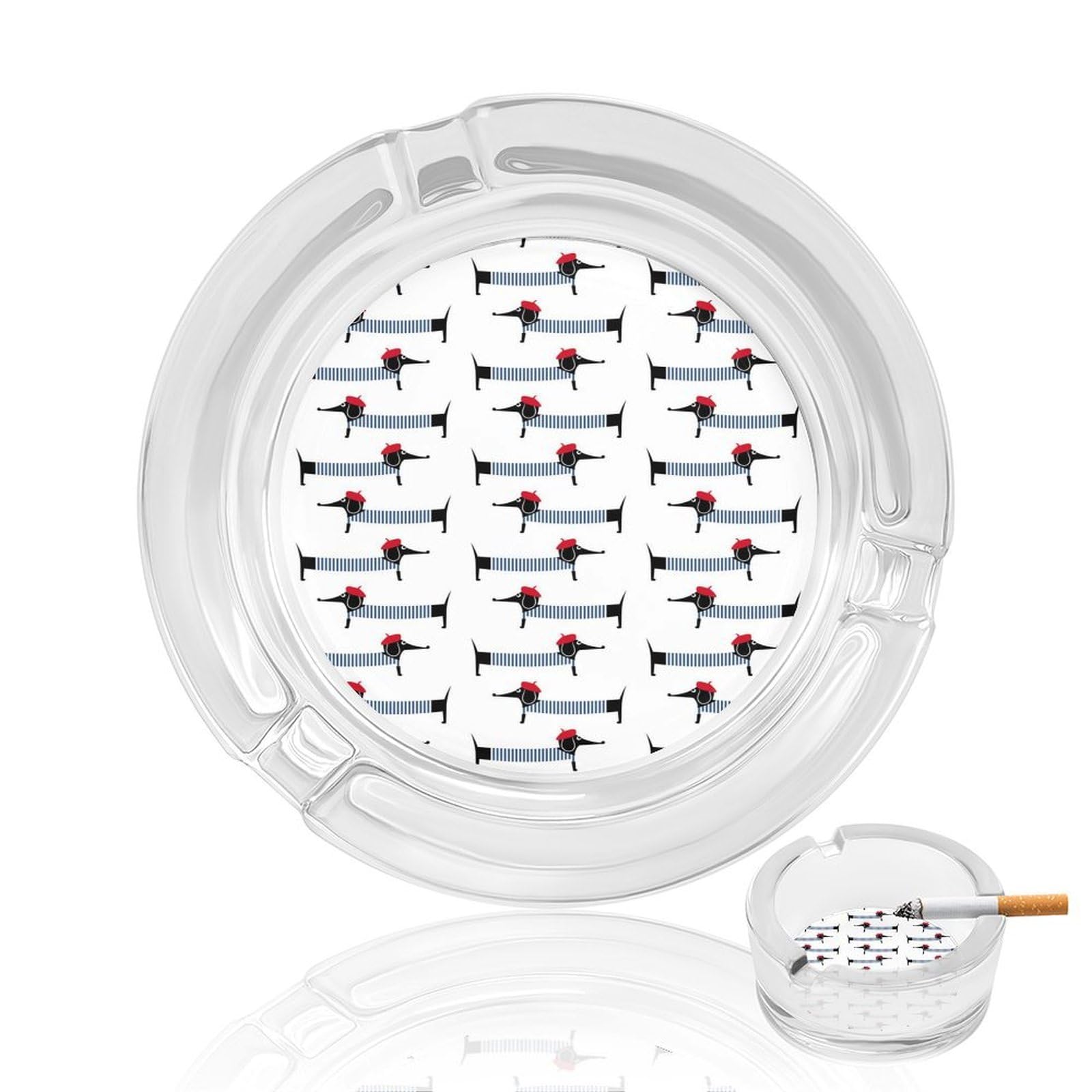 Nclqvjxzkhw Style Cute Cartoon Dachshund Glass Ashtray Round Ash Tray Smoking Trays For Home Garden Outdoor