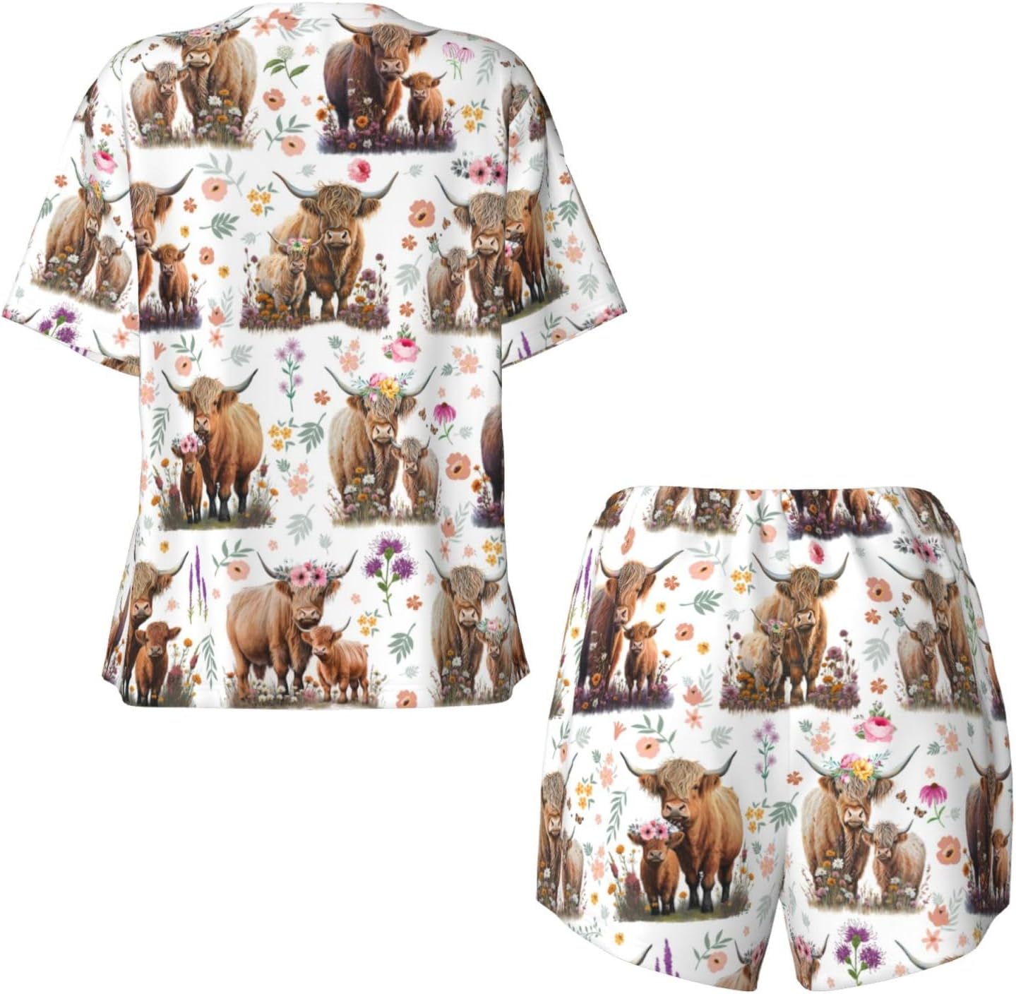 Pajamas Set For Women Short Sleeve T-Shirts Shorts Jumpsuit Sleepwear Nightwear Home Summer Pajamas Suit - Image 5