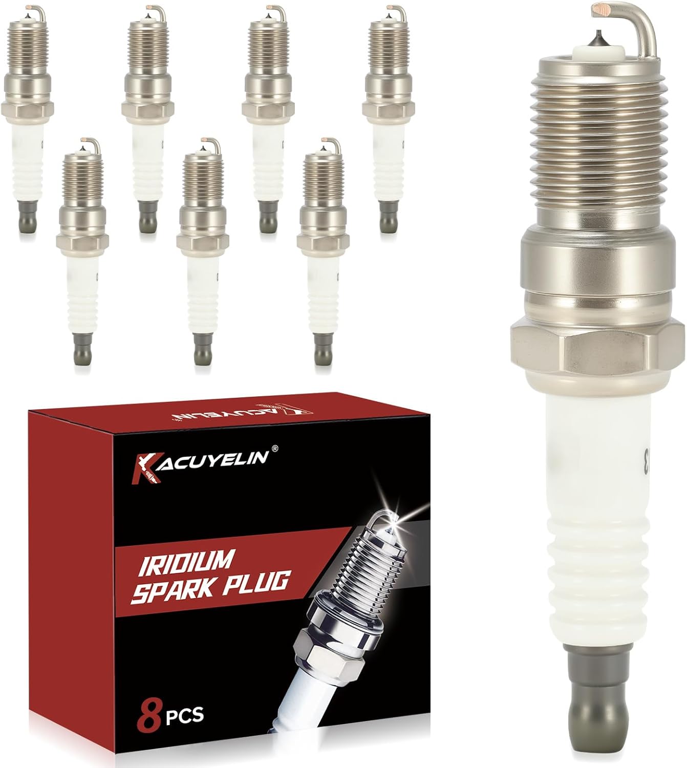 Iridium Spark Plugs 3186 Set of 8 Fits for Chevy Silverado 1500 5.3 Avalanche Suburban Tahoe Camaro Colorado,GMC Sierra 1500 Yukon,Cadillac Escalade,Ford F150,Hummer H2 H3 V8 4.8L 6.2L #TR5GP 7397