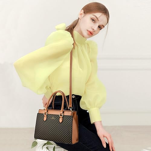 Miniatura 3 de KURGOOL Bolsos de mano para mujer, bolso de mano de cuero de moda de doble tono, bolso de mano de diseñador bolso de hombro bolso de mano con asa