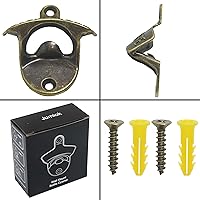 Vista 6 de Abrebotellas magnético y no magnético vintage montado en la pared bronce antiguo