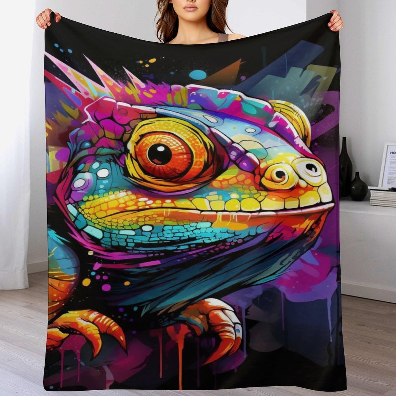 Manta de franela camaleón de 140x180 cm para sofá y cama