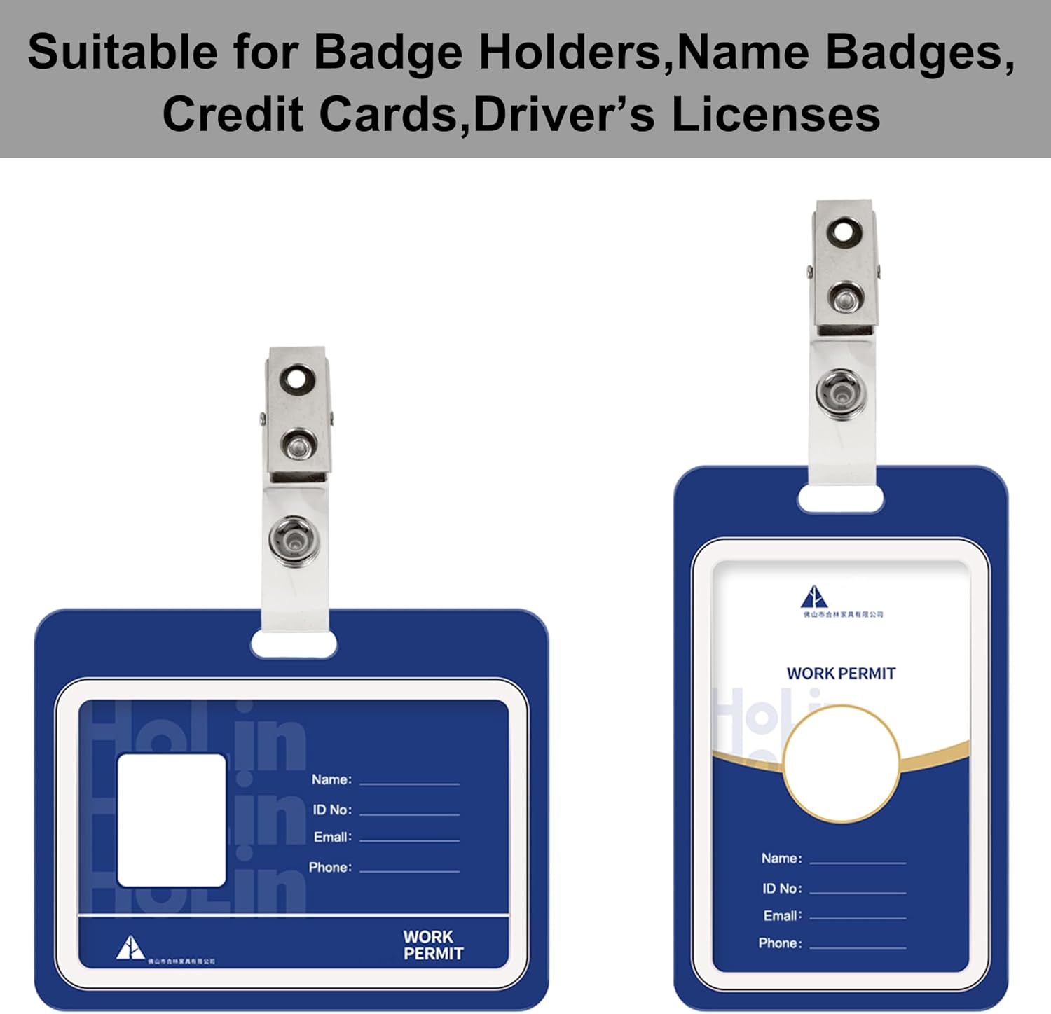 Happy Trees 300pc Metal Badge Clips with Strap Clear ID Strap Clip Adapter