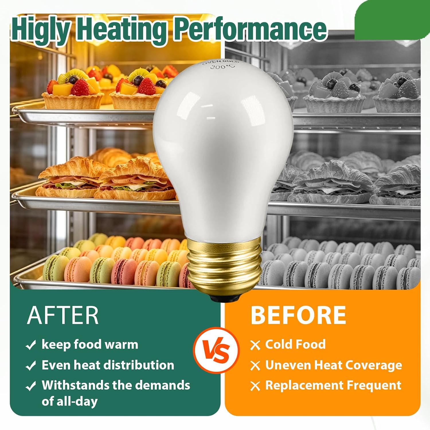 10-Pack 40W Food Warming Heat Lamp Bulbs, Shatterproof Safety Coated, Heat Lamp Bulbs for Food Buffet & Commercial Kitchen, Compatible with Hatco 02.30.265, 02.30.265.00, 02.30.265.12, 120V/130V