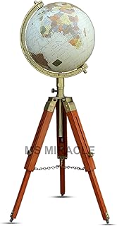 Antique Globe With Tripod Wooden Stand. 36 Inches Tall Vintage World Glo...