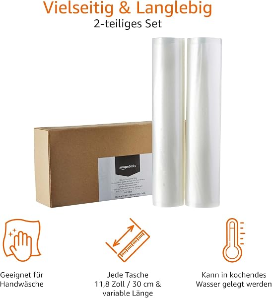 Amazon Basics 30 cm x 600 cm, 2 Rollen für Vakuumierer - 4