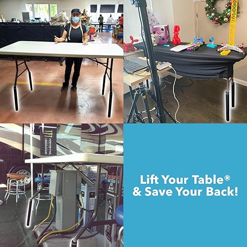 Miniatura 6 de Lift Your Table Elevadores de mesa plegables, fabricados en los Estados Unidos, kit de escritorio de pie, extensiones de mesa plegables de patas